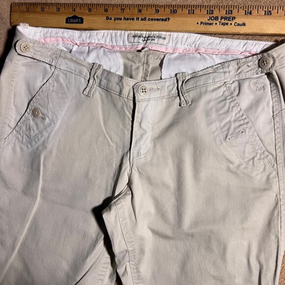 Abercrombie & Fitch Women 8 Khaki Button Pockets Straight Leg Pants (L) - Picture 5 of 8